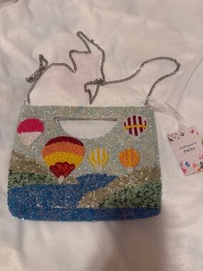 Handcrafted Beaded Hot Air Balloon Crossbody Bag - Multicolor